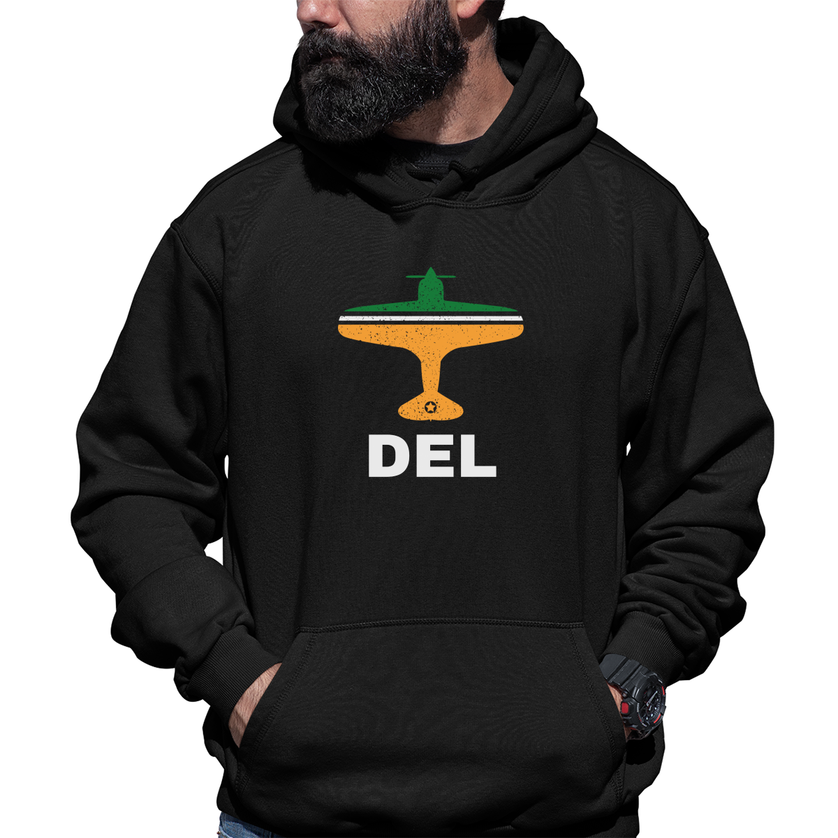 Fly Delhi DEL Airport  Unisex Hoodie | Black