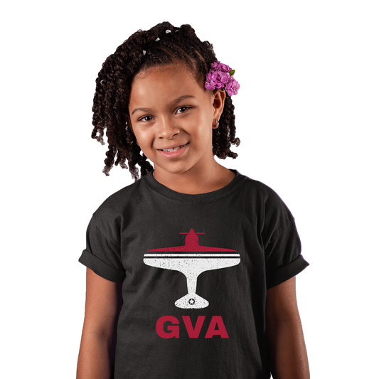Fly Geneva GVA Airport Kids T-shirt | Black