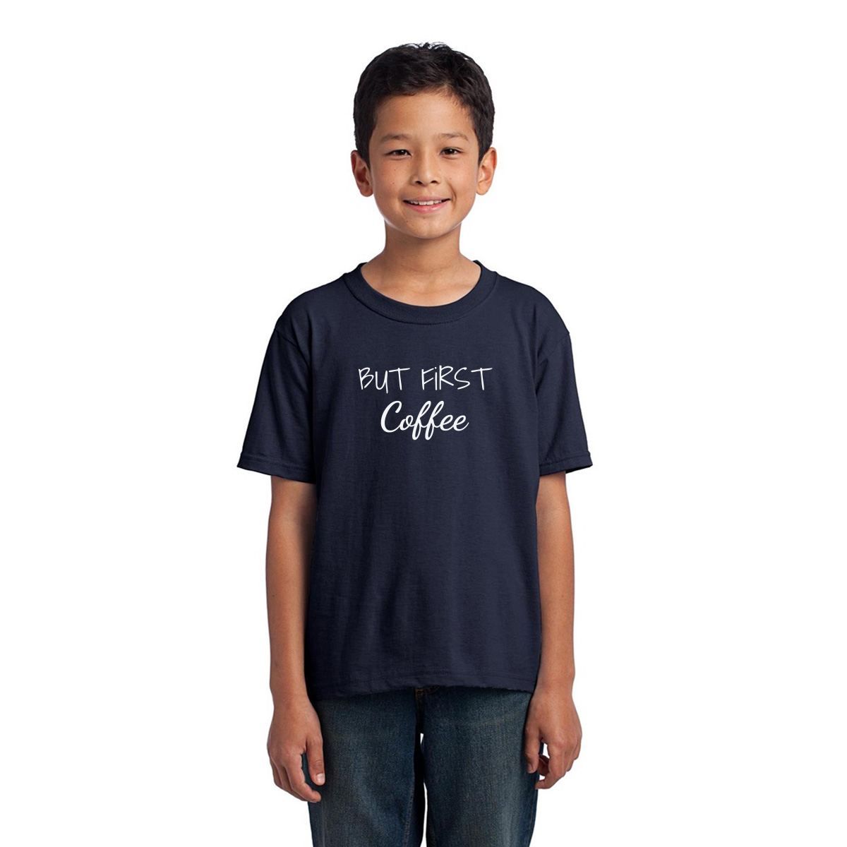 But First Coffee Kids T-shirt | Navy