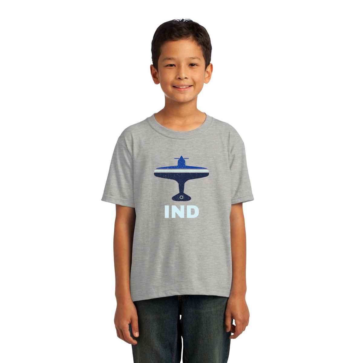 Fly Indianapolis IND Airport Kids T-shirt | Gray