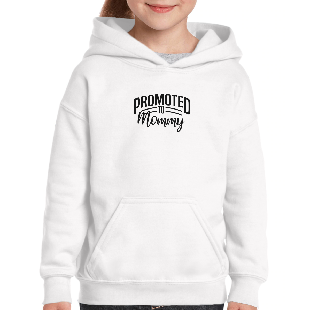 Promoted to Mommy Kids Hoodie | White