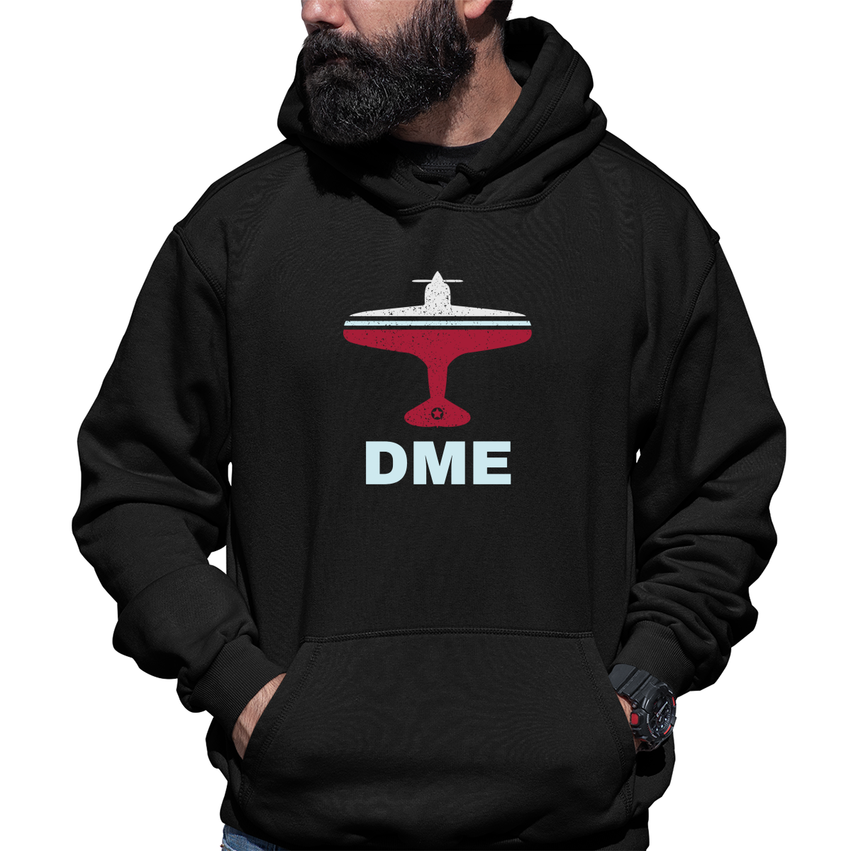 Fly Moscow DME Airport Unisex Hoodie | Black
