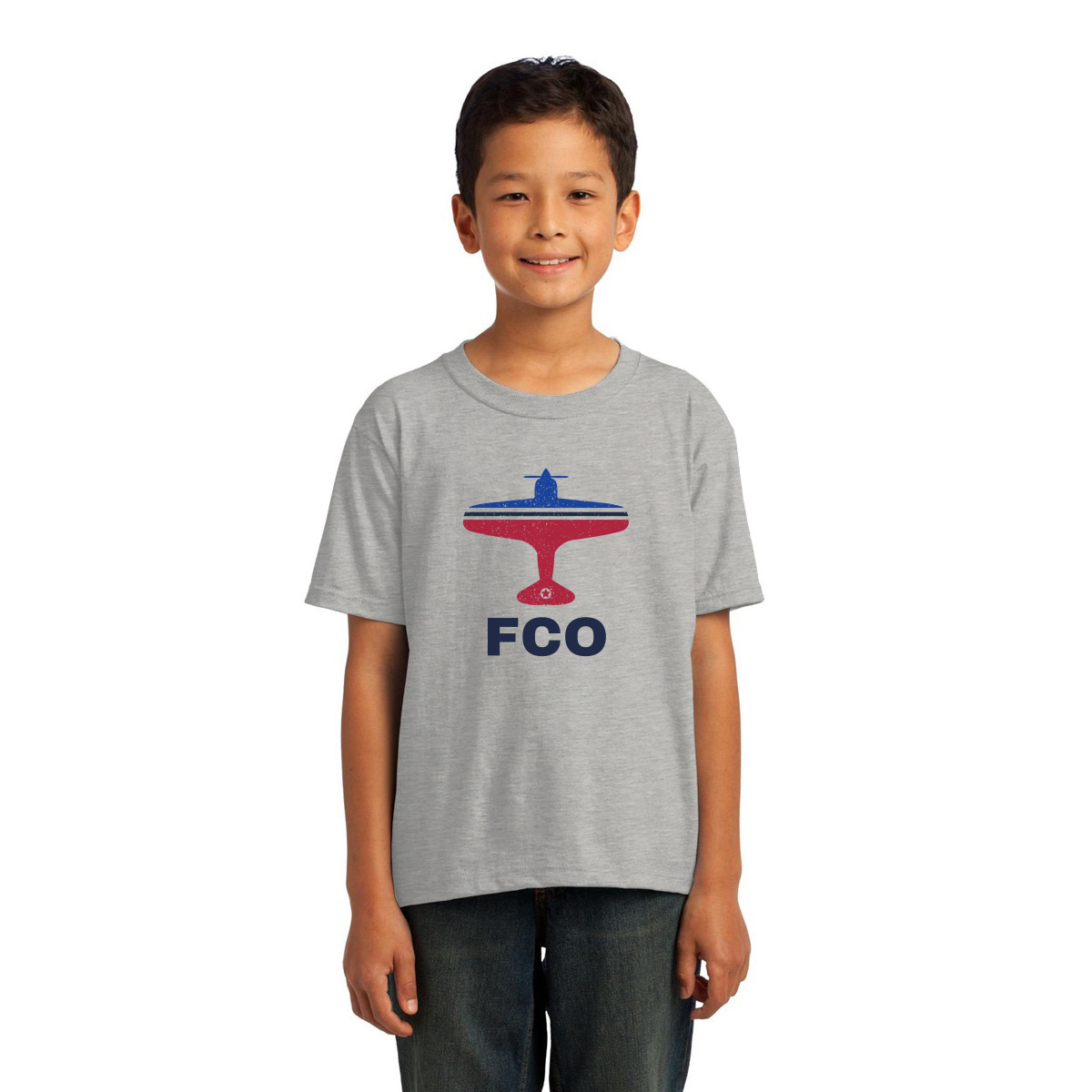 Fly Rome FCO Airport Kids T-shirt | Gray