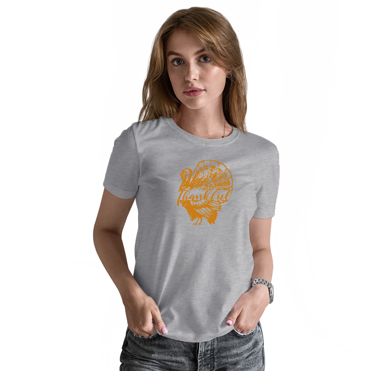 Thankful Turkey Women's T-shirt | Gray