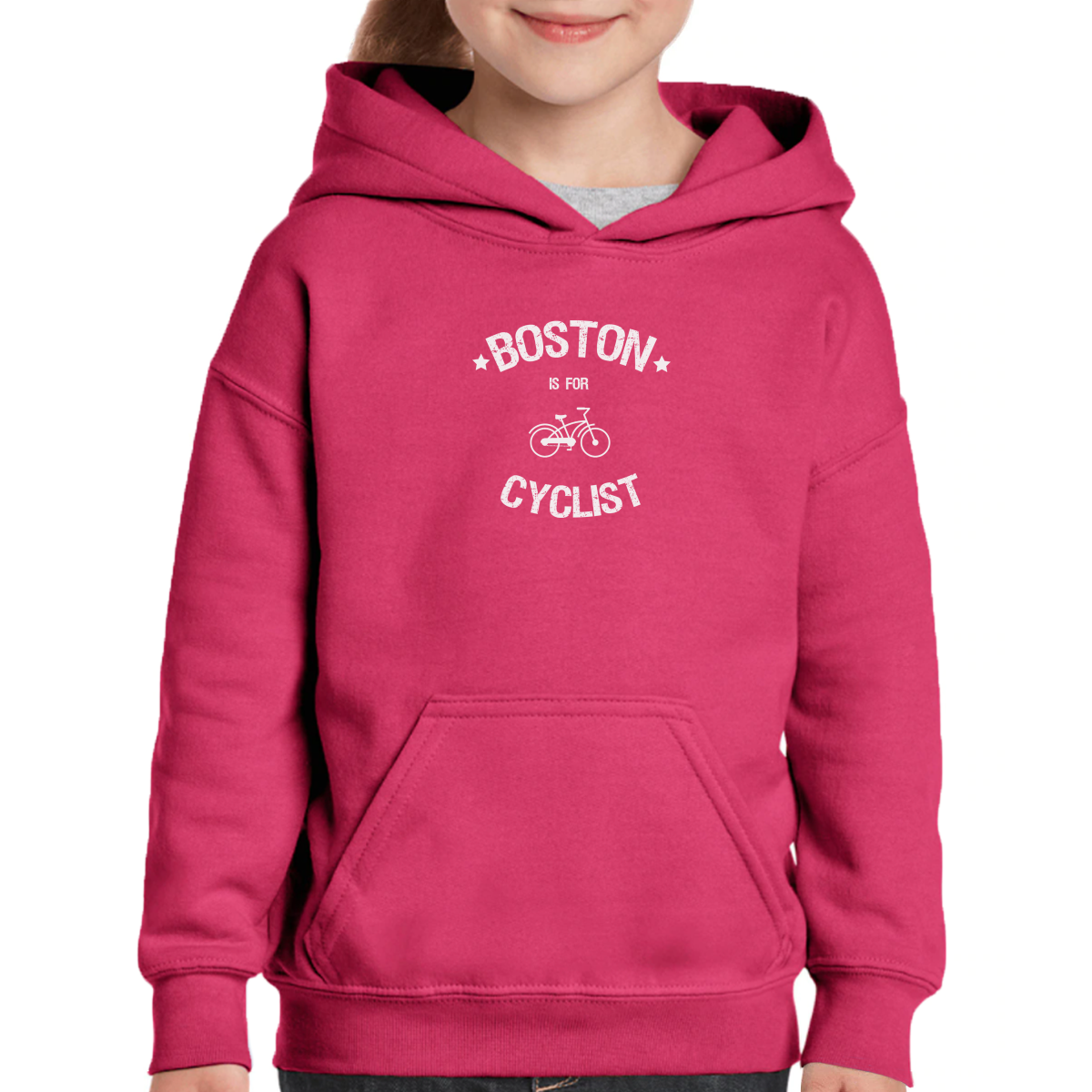 Boston Is For Cyclists Kids Hoodie | Pink