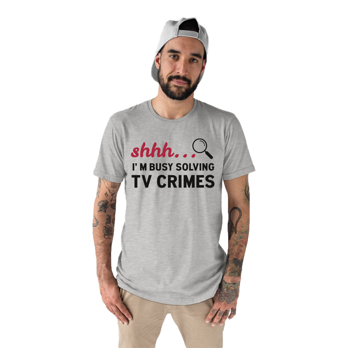 Shh I'm Busy Solving TV Crimes Men's T-shirt | Gray