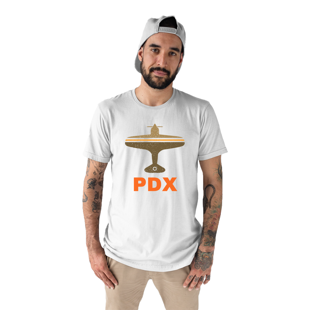 Fly Portland PDX Airport  Men's T-shirt | White