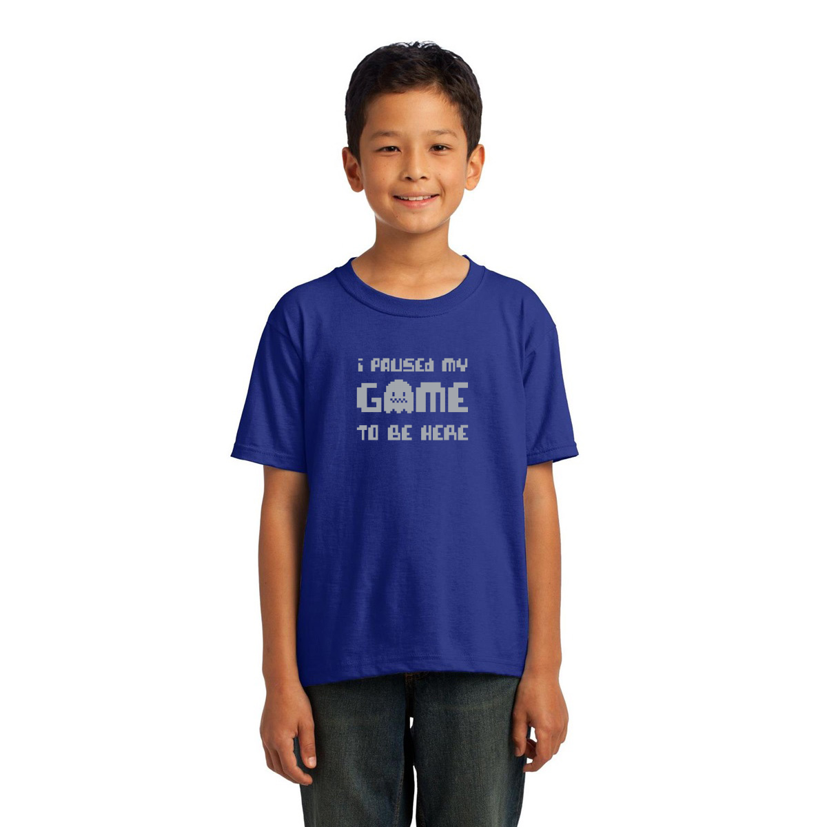 I Paused My Game To Be Here  Kids T-shirt | Blue