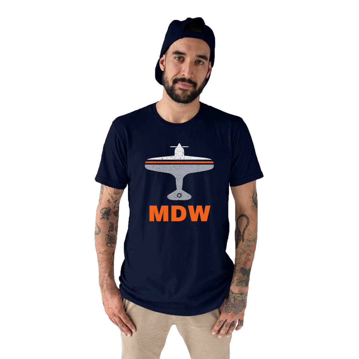 Fly Chicago MDW Airport Men's T-shirt | Navy