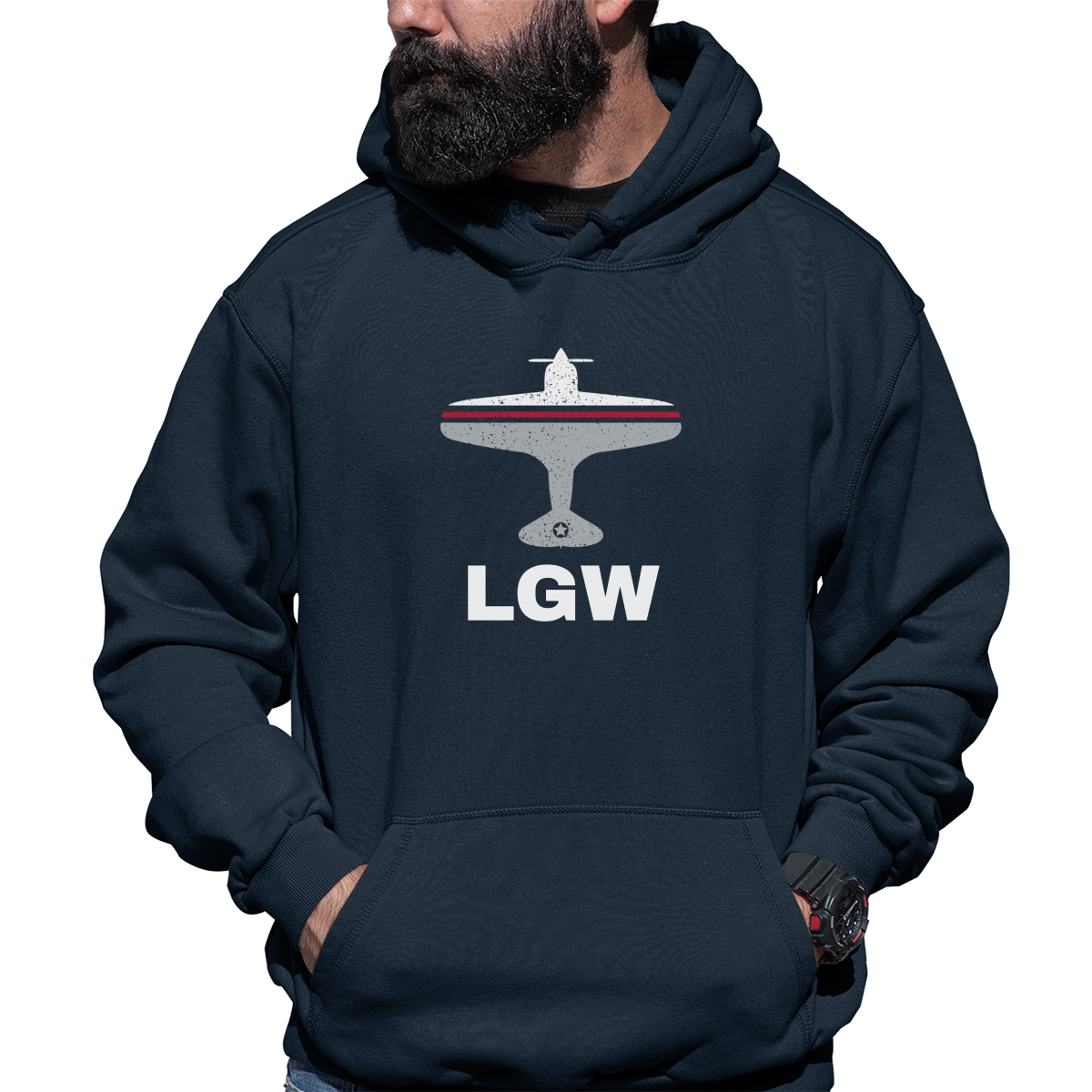 Fly London LGW Airport Unisex Hoodie | Navy