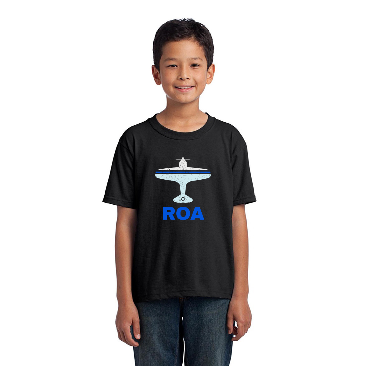 Fly Roanoke ROA Airport Kids T-shirt | Black