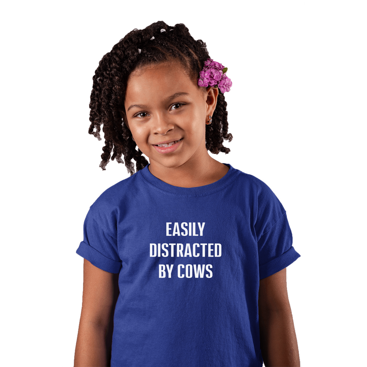 Easily Distracted By Cows Kids T-shirt | Blue