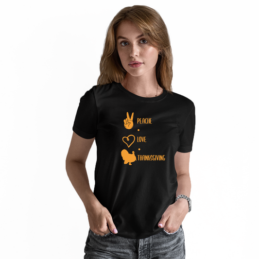 Peace Love Thanksgiving Women's T-shirt | Black