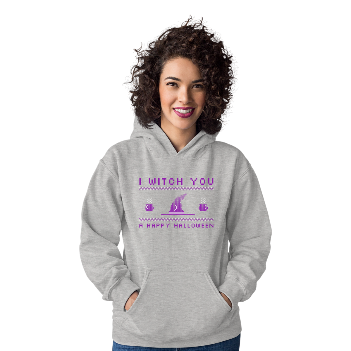 I Witch You a Happy Halloween Unisex Hoodie | Gray