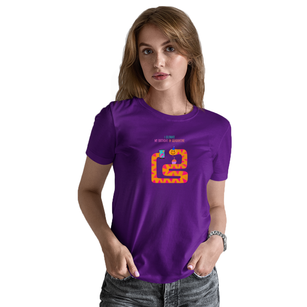 I celebrate my birthday in quarantine Women's T-shirt | Purple