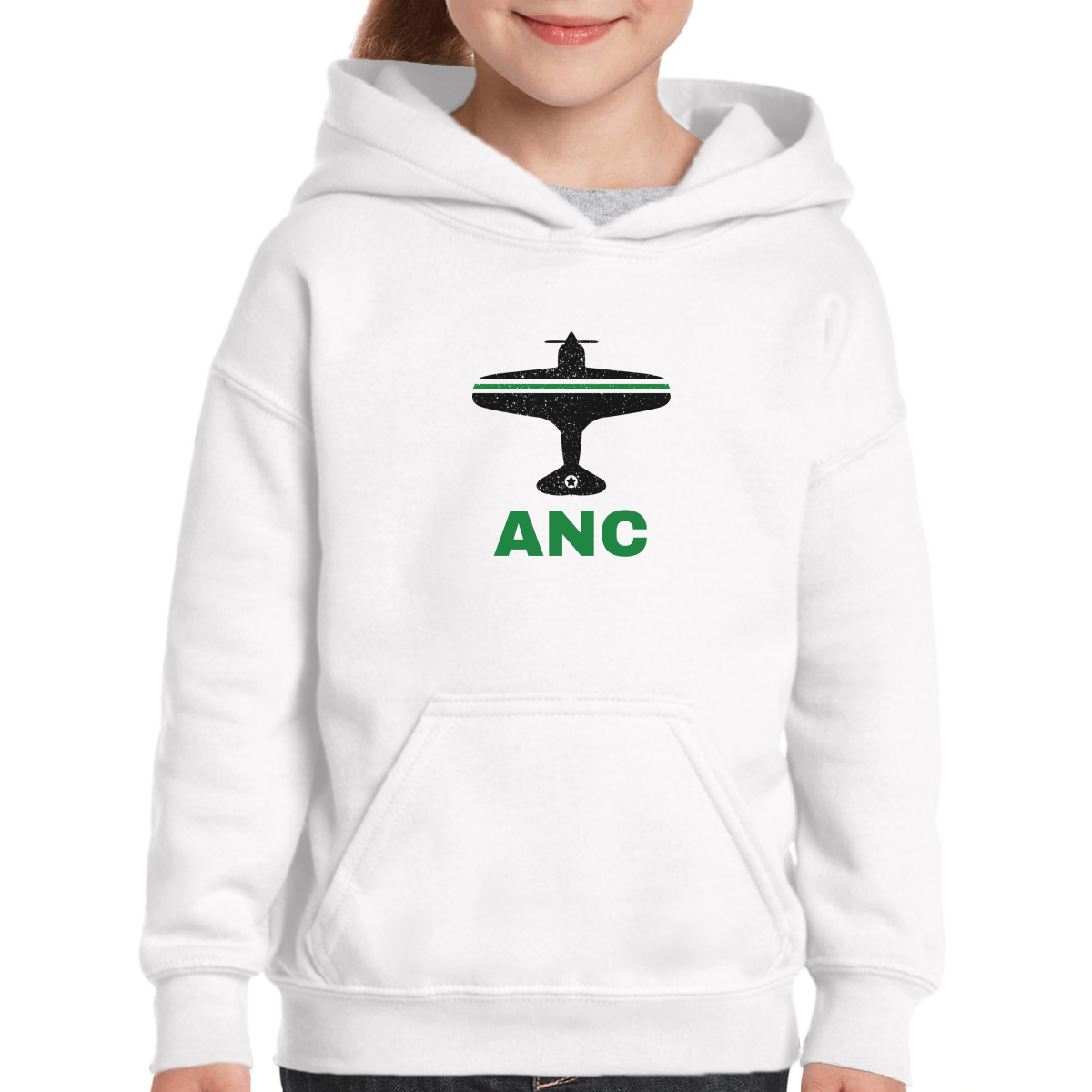 Fly Anchorage ANC Airport Kids Hoodie | White