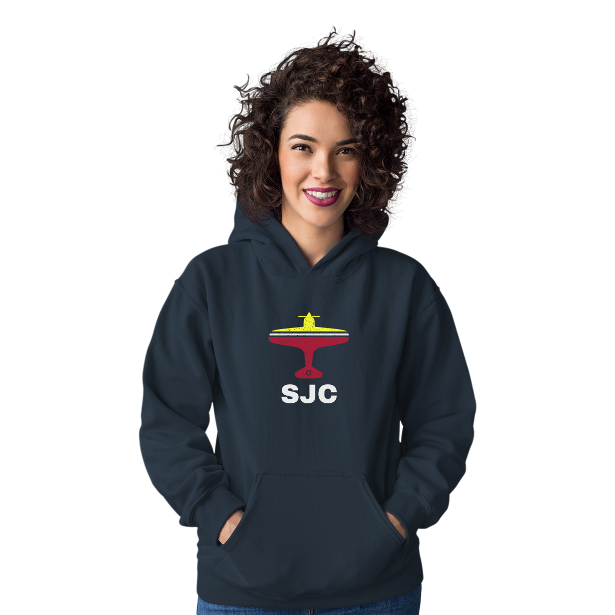 Fly San Jose SJC Airport Unisex Hoodie | Navy