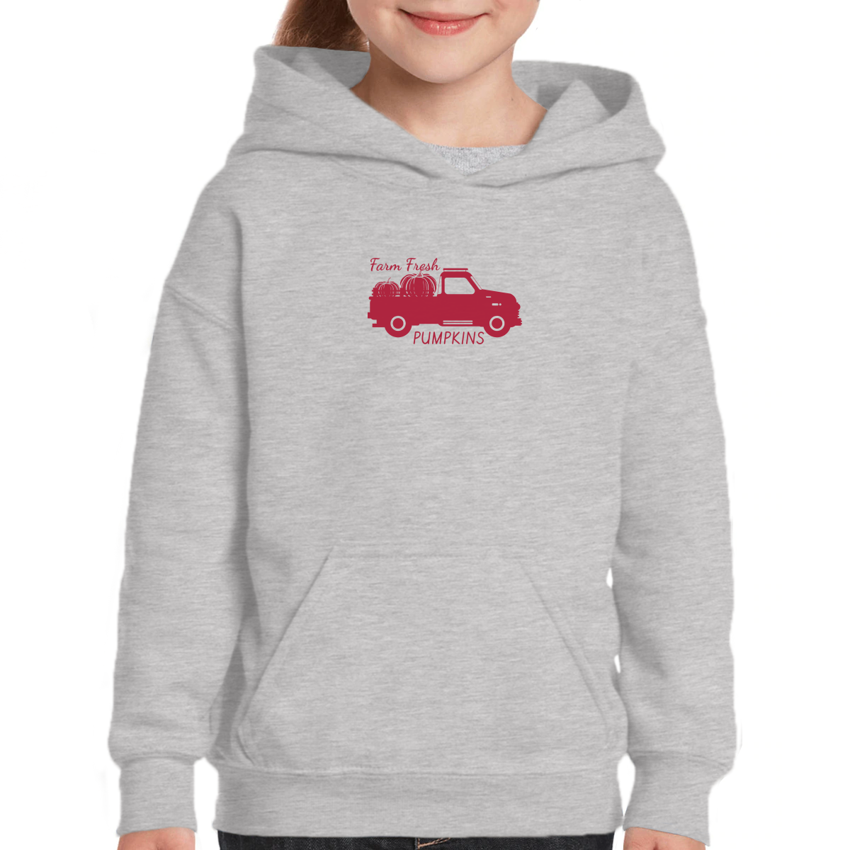 Farm Fresh Pumpkins Kids Hoodie | Gray