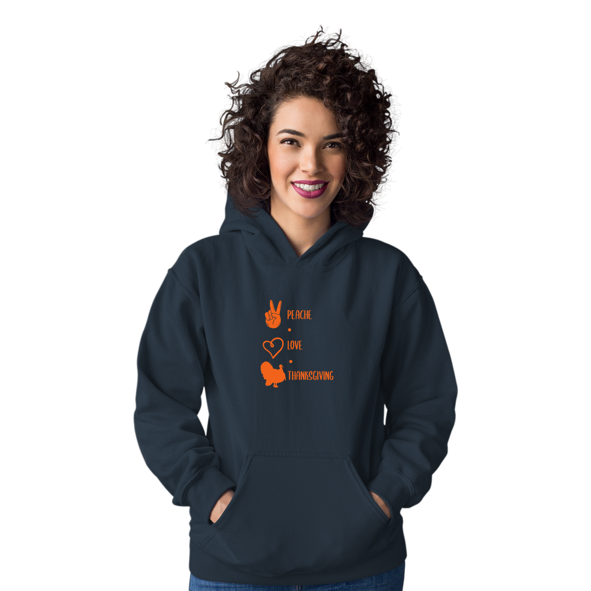 Peace Love Thanksgiving Unisex Hoodie | Navy