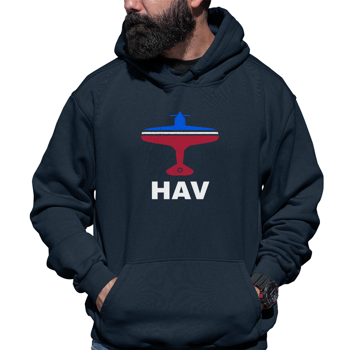 Fly Havana HAV Airport Unisex Hoodie | Navy