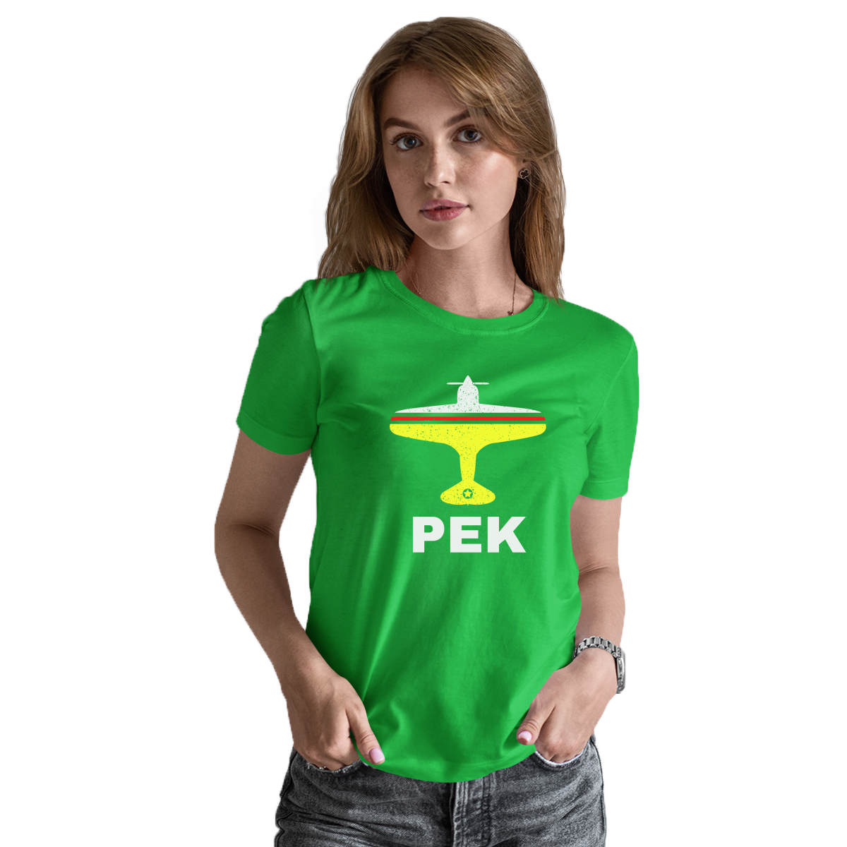 Fly Beijing PEK Airport Women's T-shirt | Green