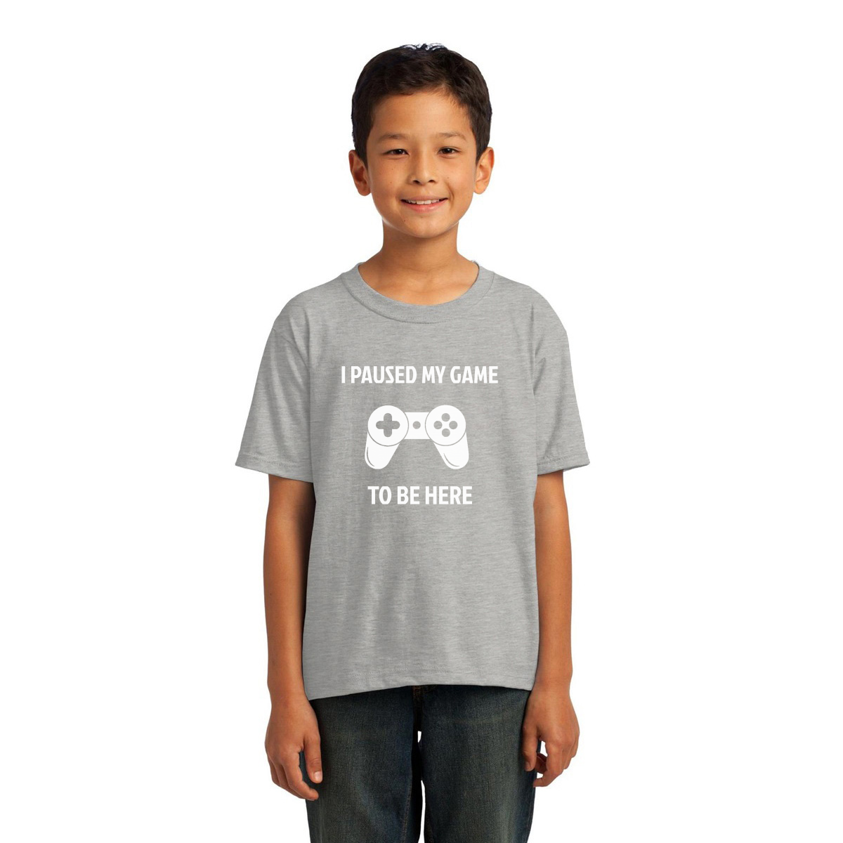 I Paused My Game To Be Here Kids T-shirt | Gray