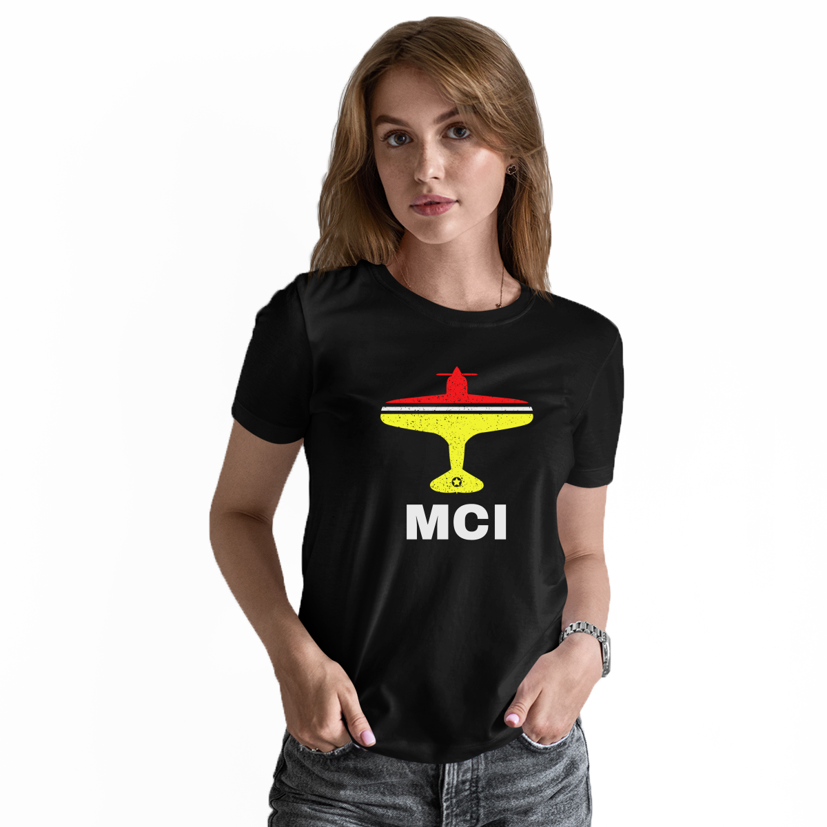Fly Kansas City MCI Airport Women's T-shirt | Black