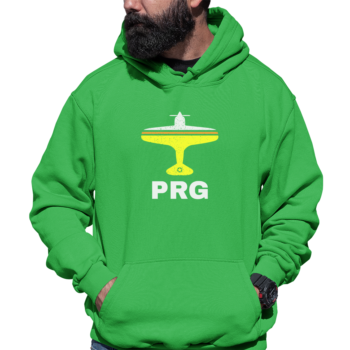 Fly Prague PRG Airport Unisex Hoodie | Green