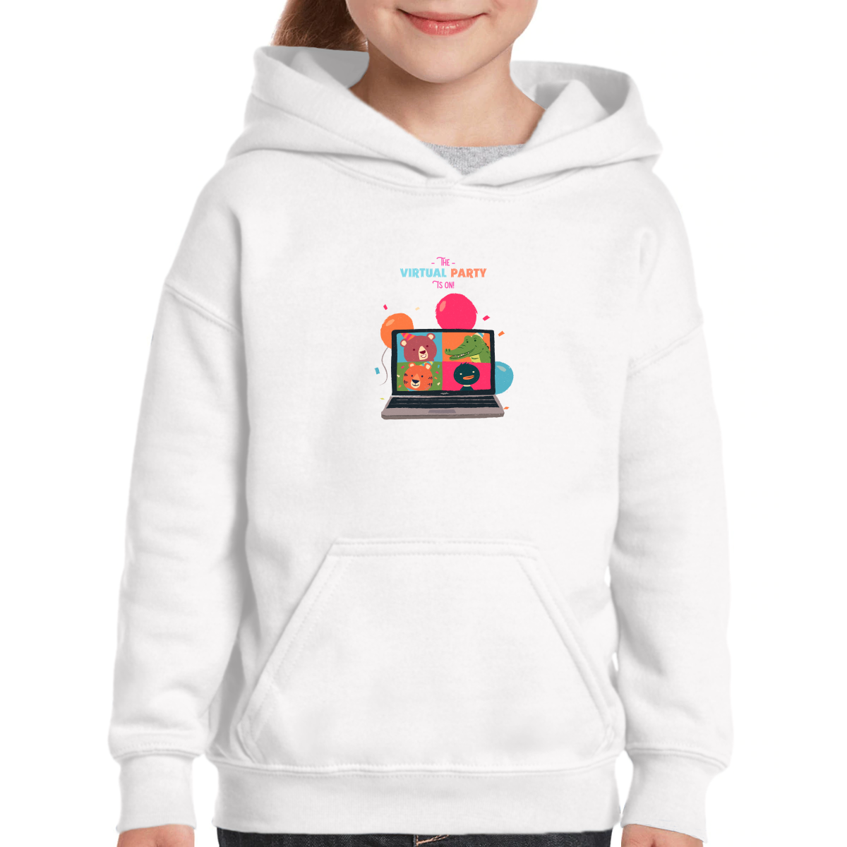 The Virtual Party is on Kids Hoodie | White