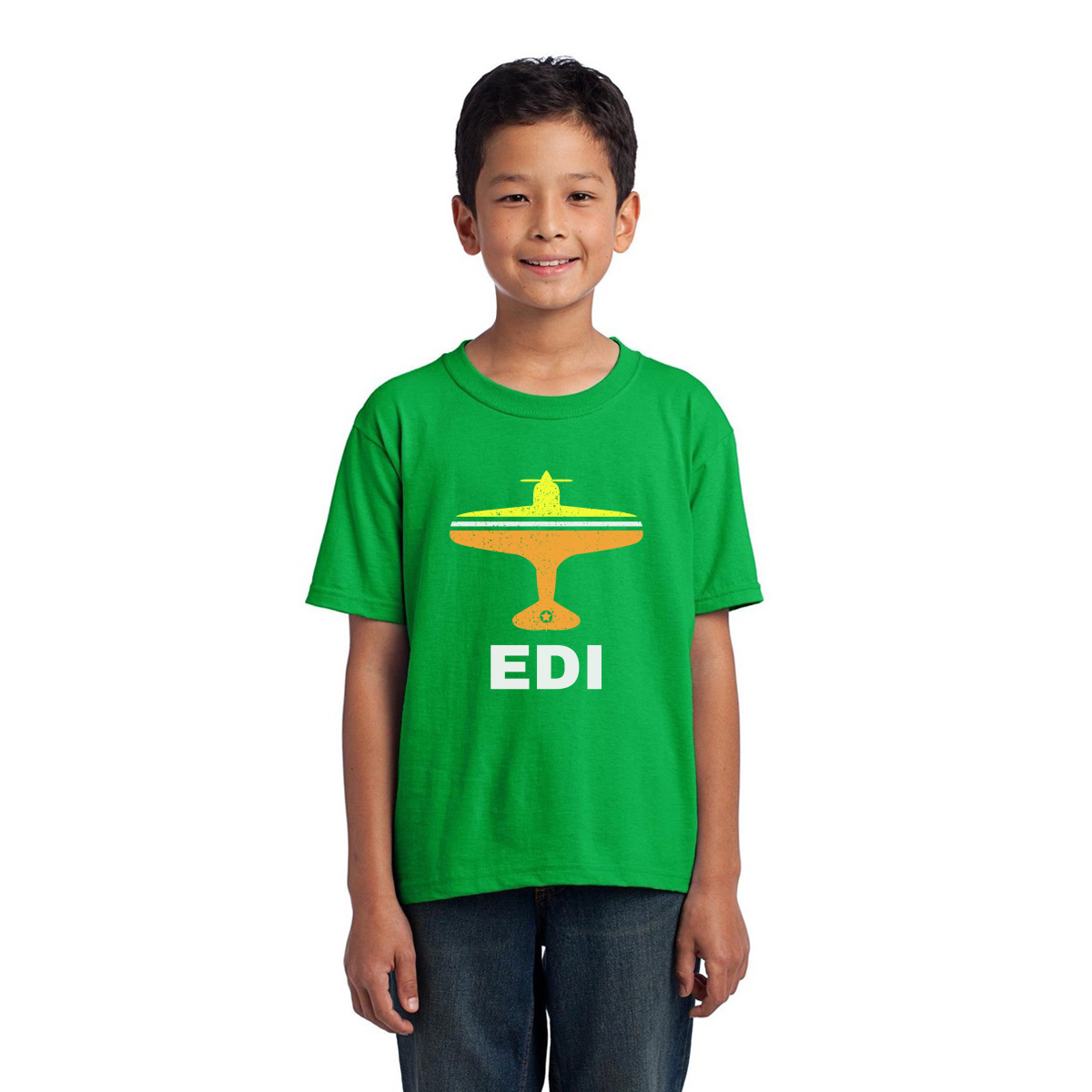 Fly Edinburgh EDI Airport Kids T-shirt | Green