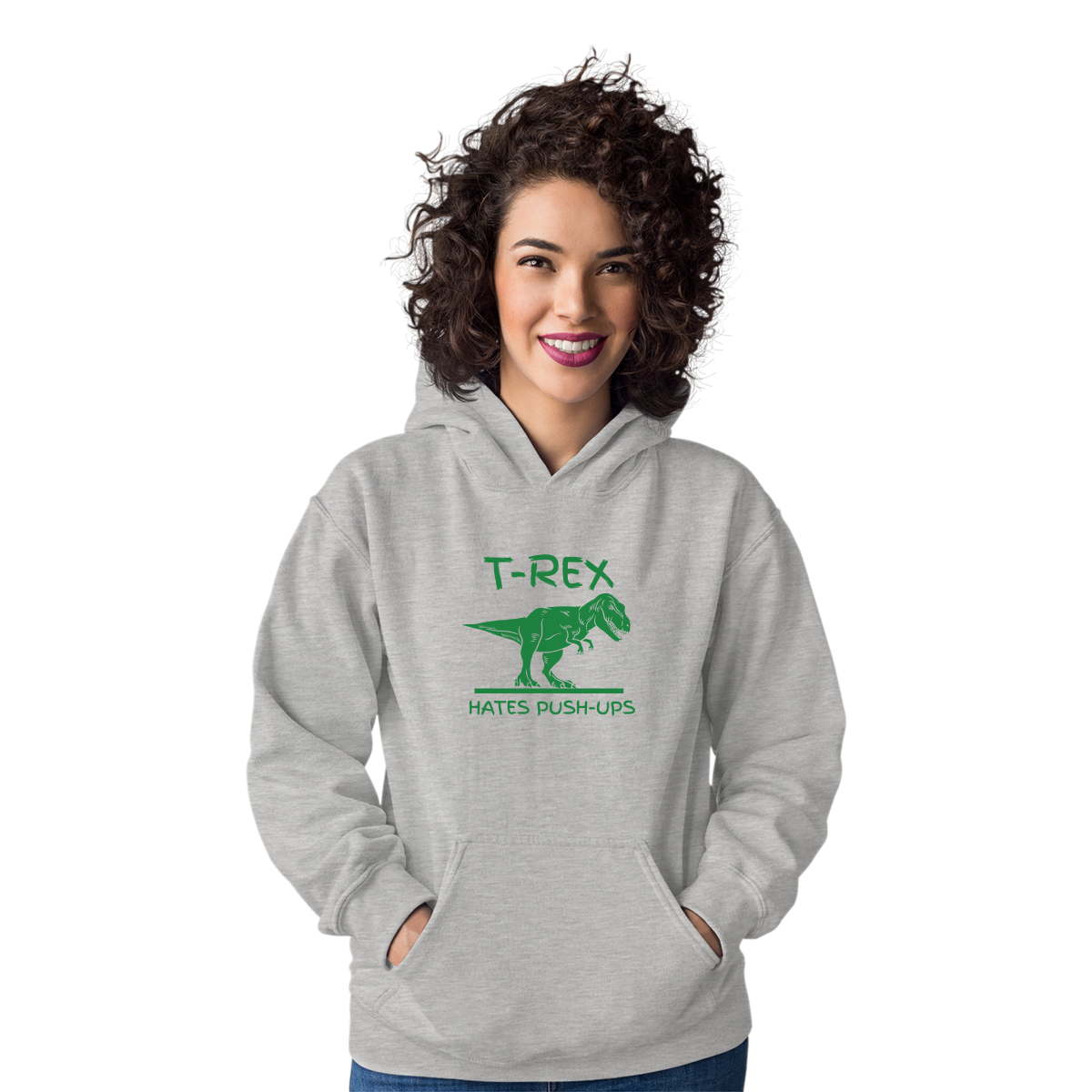 T-Rex Hates Push-ups  Unisex Hoodie | Gray