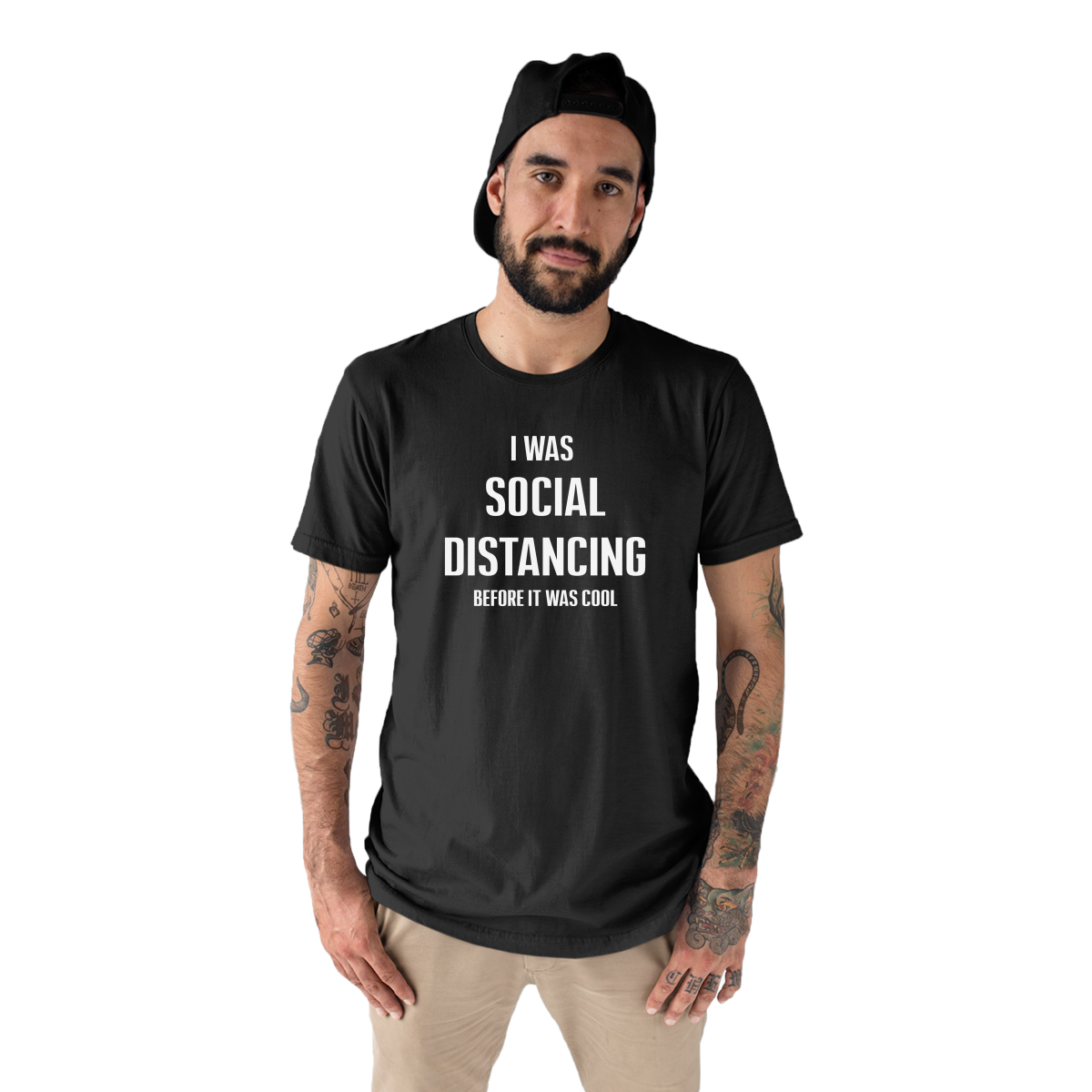 I was social distancing before it was cool Men's T-shirt | Black