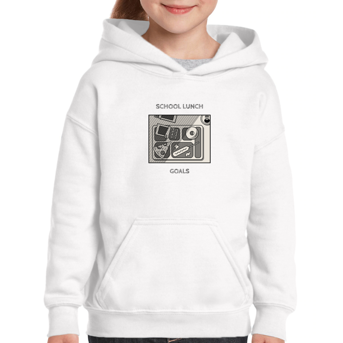 School Lunch Goals Kids Hoodie | White