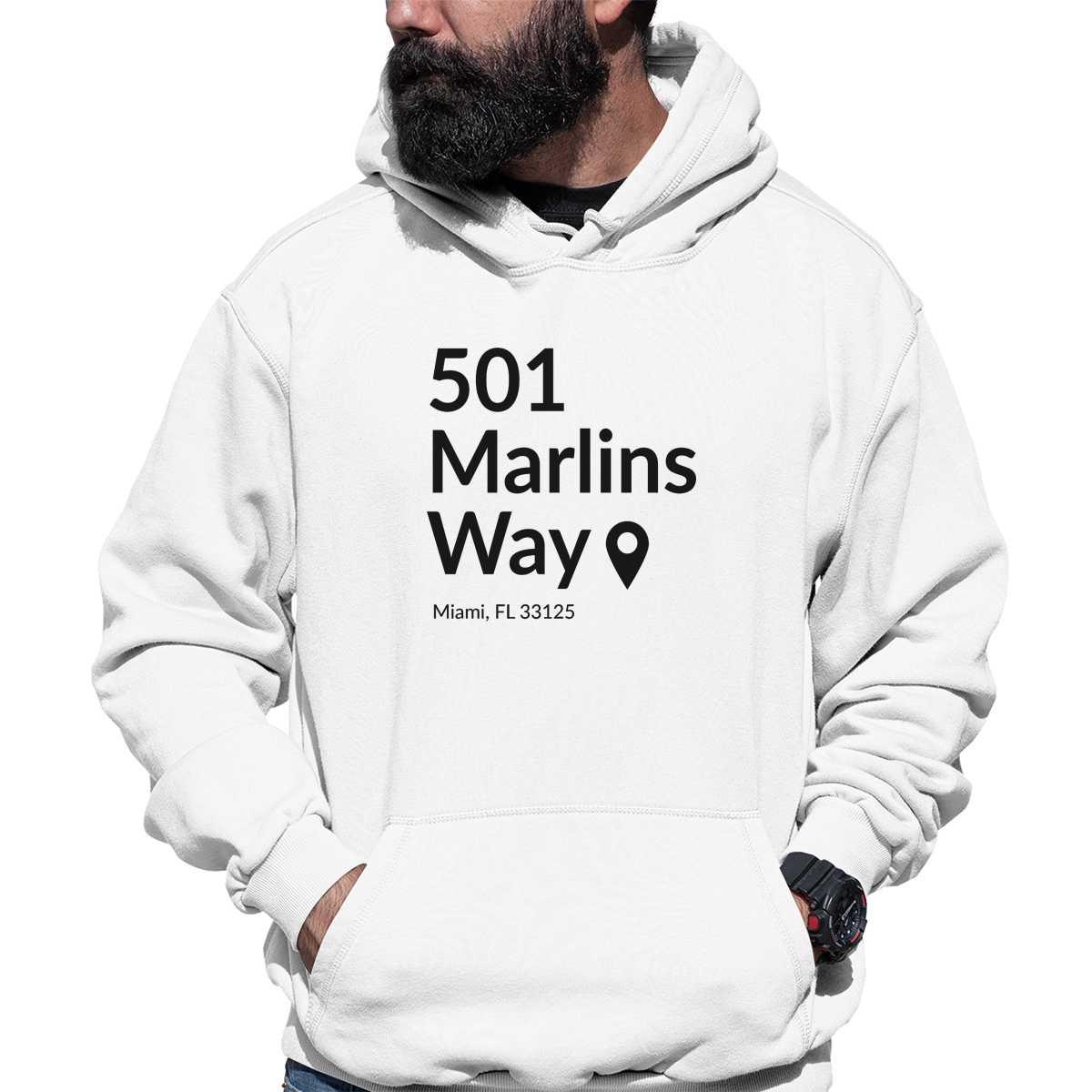 Miami Baseball Stadium  Unisex Hoodie | White