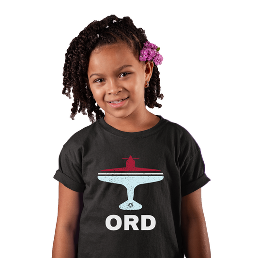 Fly Chicago ORD Airport Kids T-shirt | Black
