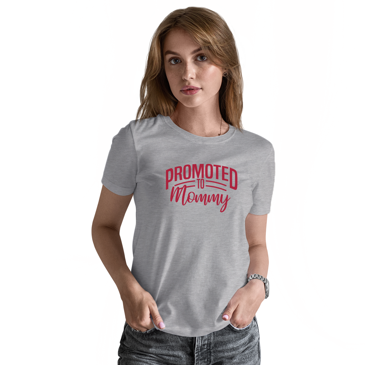 Promoted to Mommy Women's T-shirt | Gray