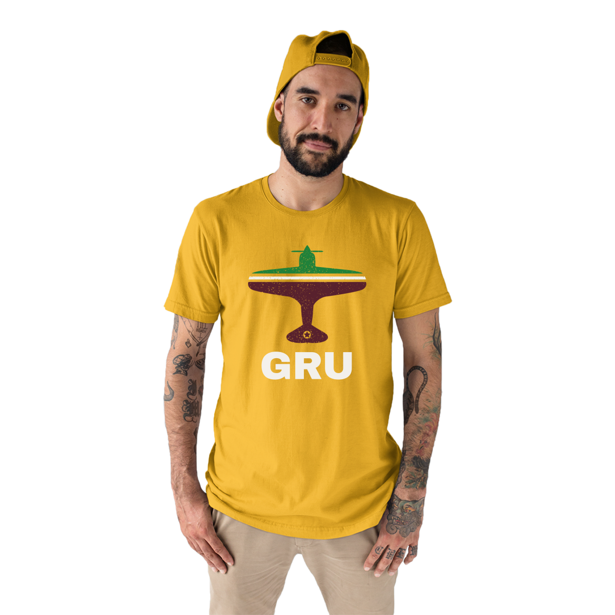 Fly Sao Paulo GRU Airport Men's T-shirt | Yellow