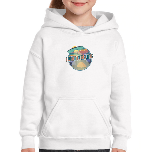 I Want To Believe Kids Hoodie | White