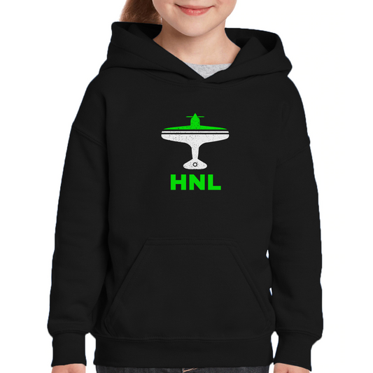 Fly Honolulu HNL Airport Kids Hoodie | Black