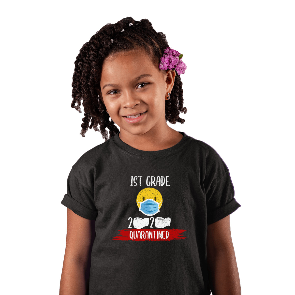 1st Grader Quarantined Kids T-shirt | Black