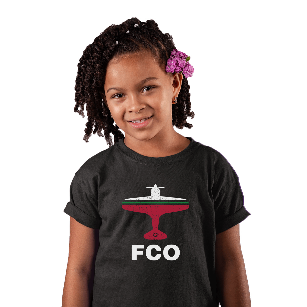Fly Rome FCO Airport Kids T-shirt | Black