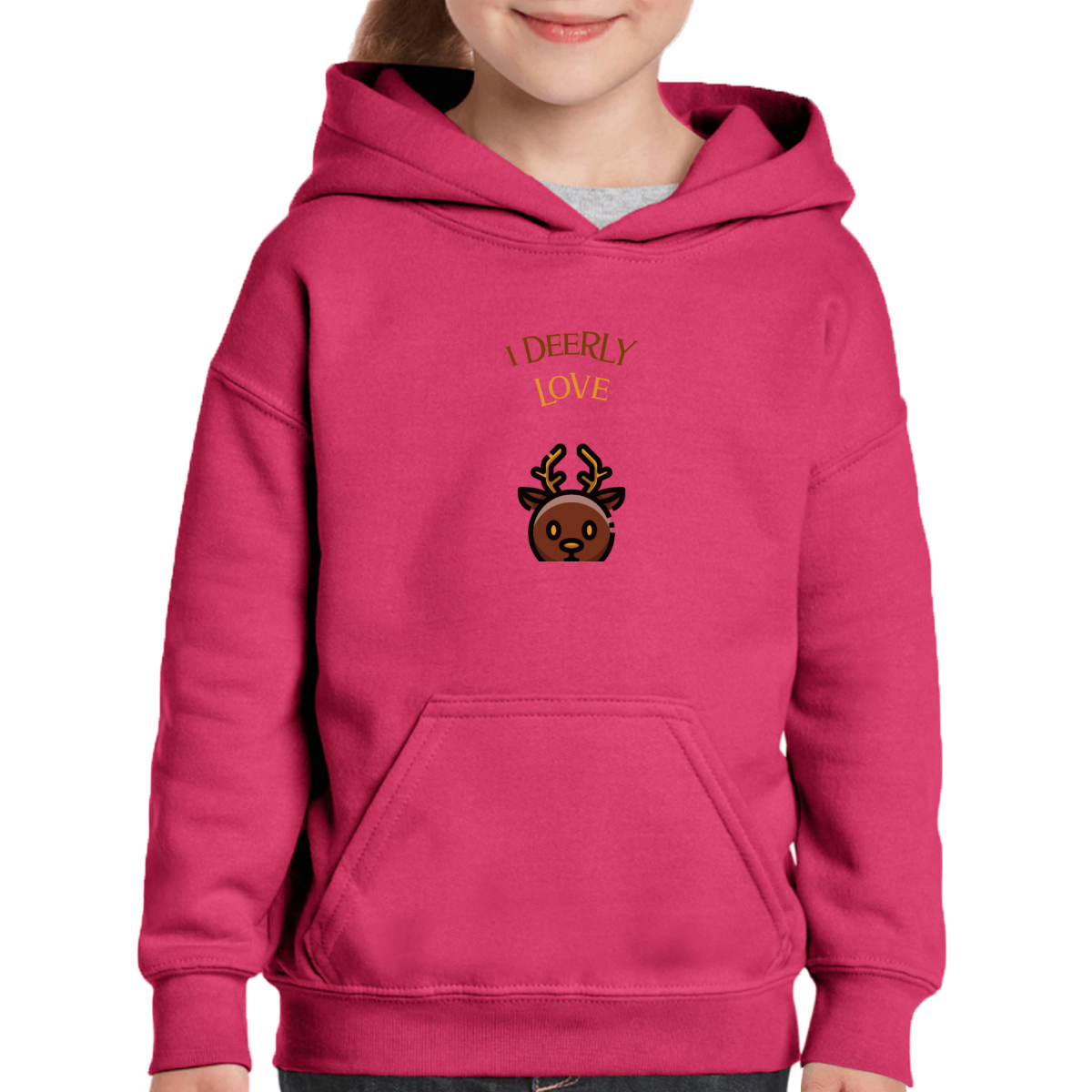 I Deerly Love This Time of the Year! Kids Hoodie | Pink