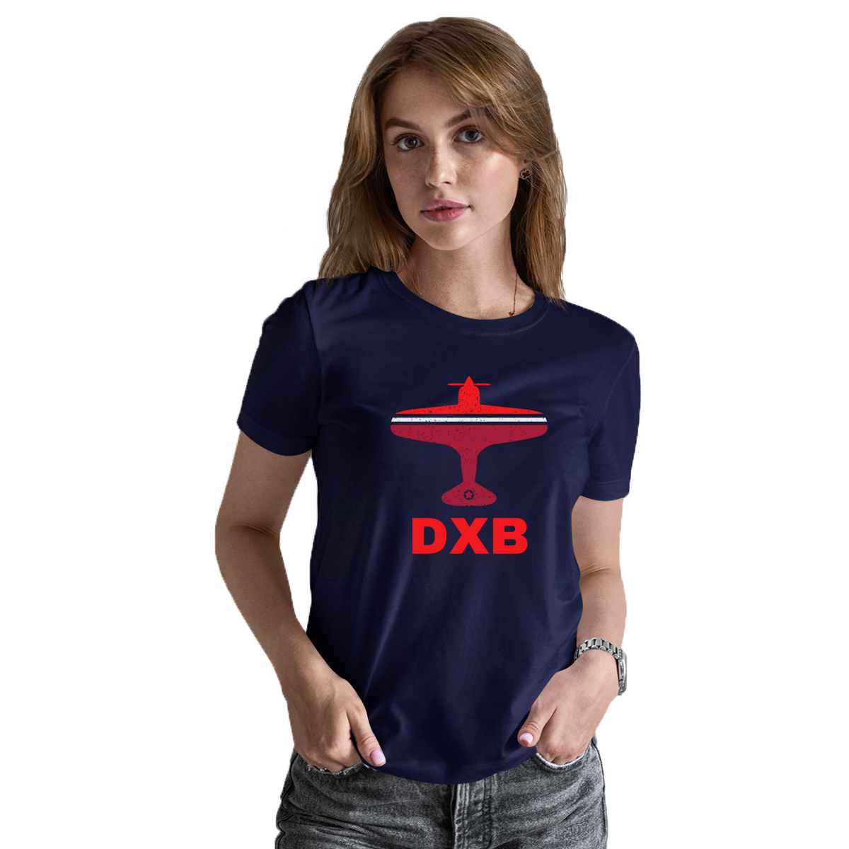 Fly Dubai DXB Airport Women's T-shirt | Navy
