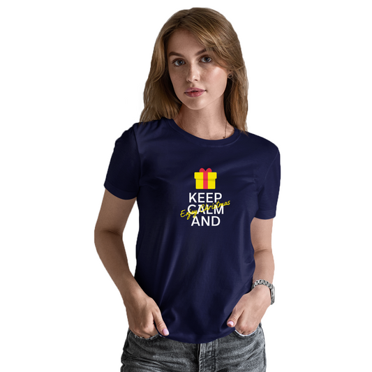 Keep Calm and Enjoy Christmas Women's T-shirt | Navy