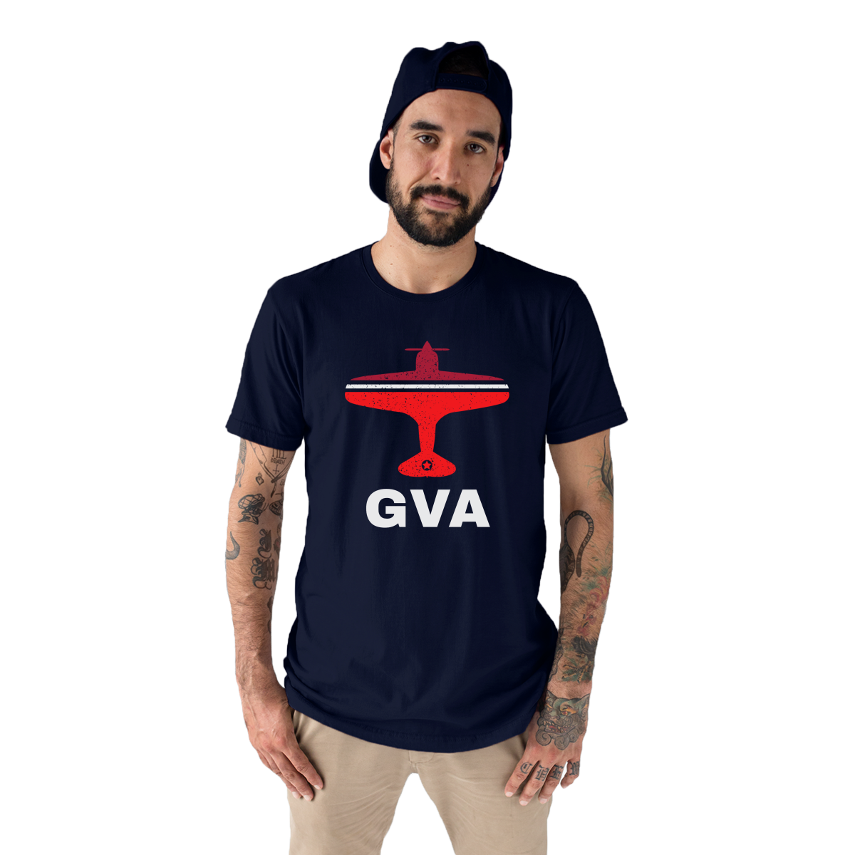 Fly Geneva GVA Airport Men's T-shirt | Navy