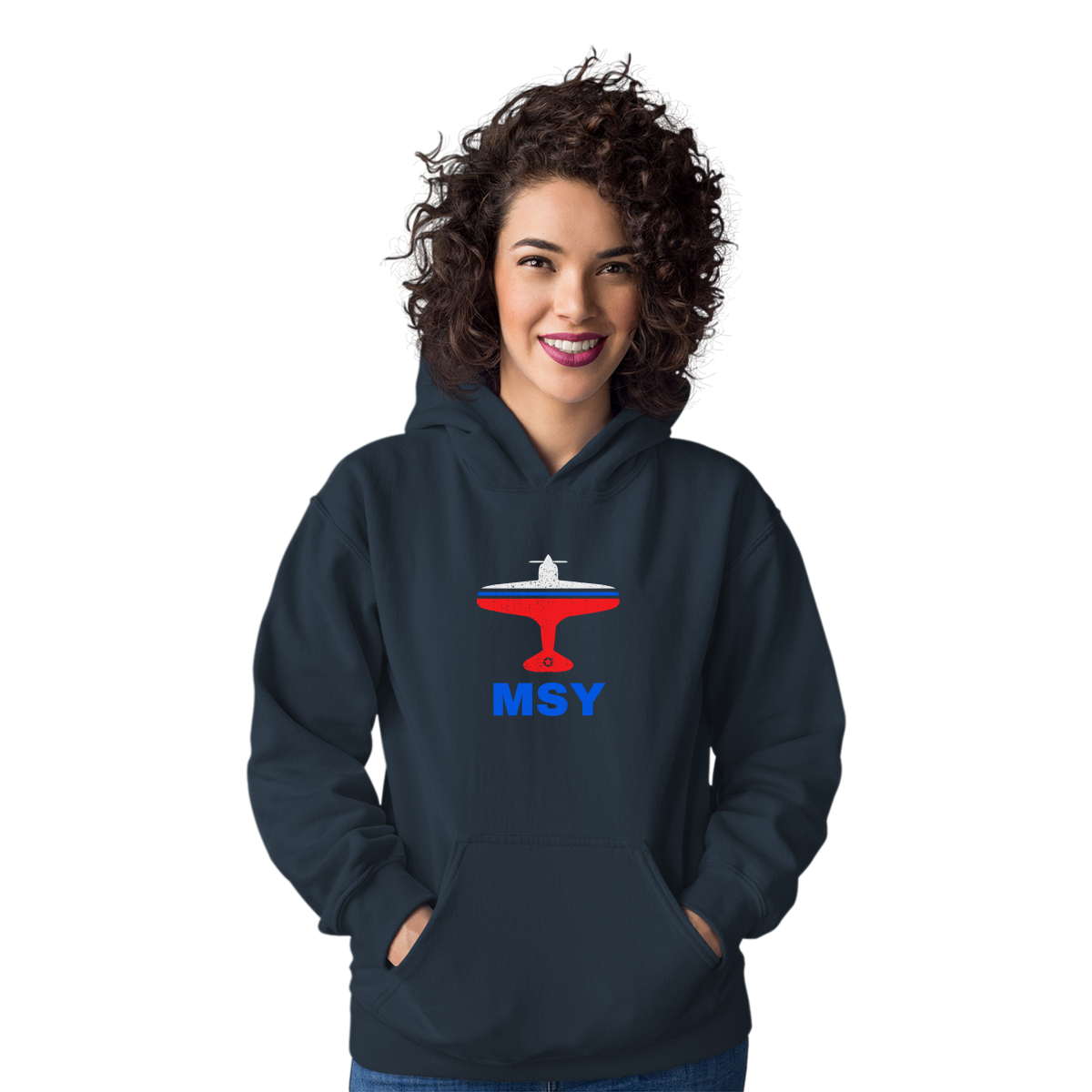 Fly New Orleans MSY Airport Unisex Hoodie | Navy