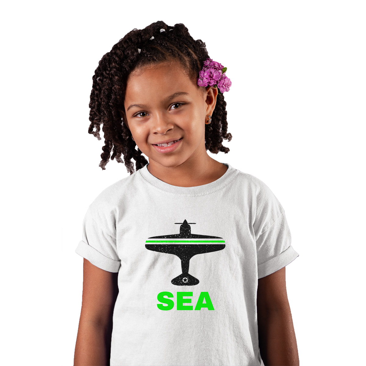Fly Seattle SEA Airport Kids T-shirt | White