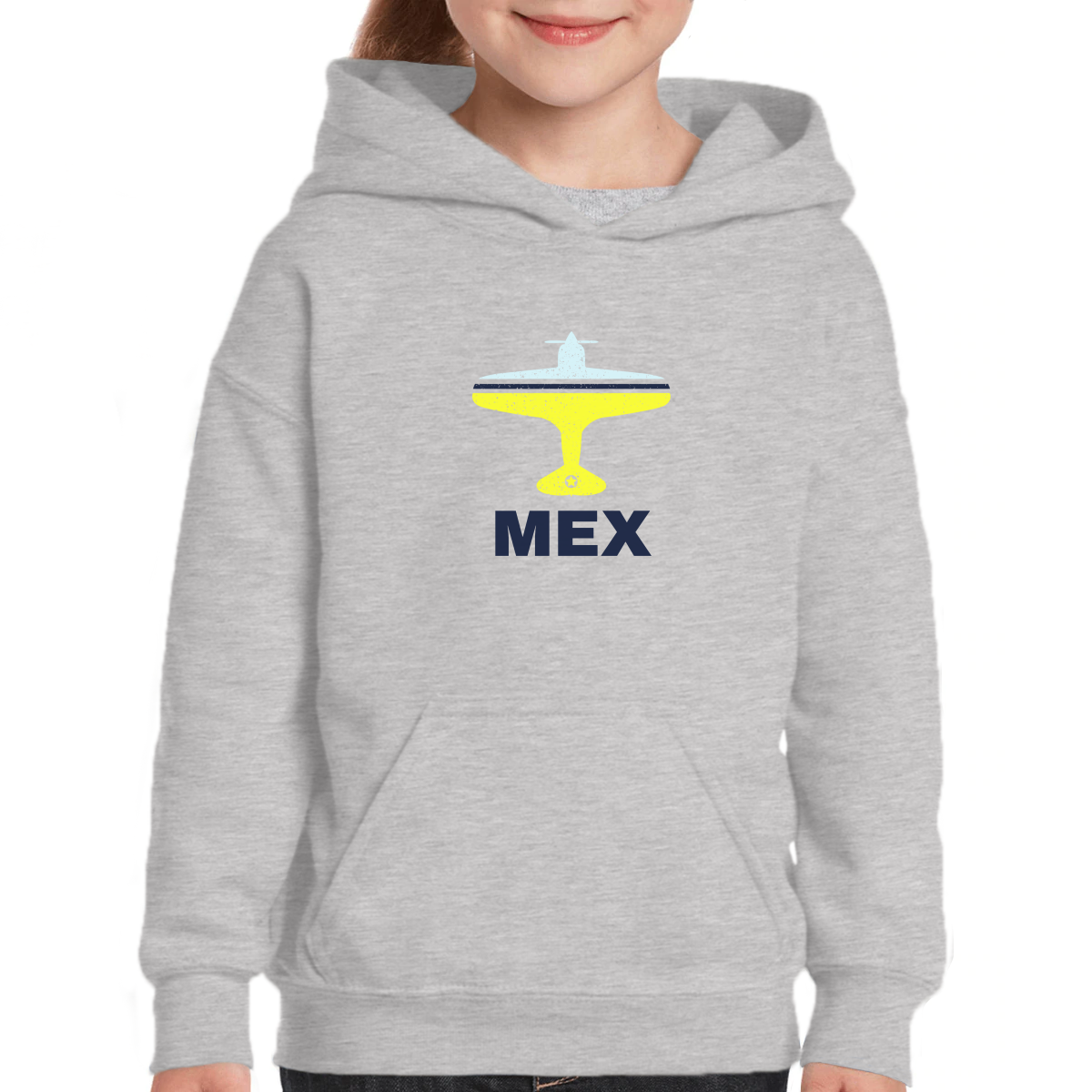 Fly Mexico City MEX Airport  Kids Hoodie | Gray
