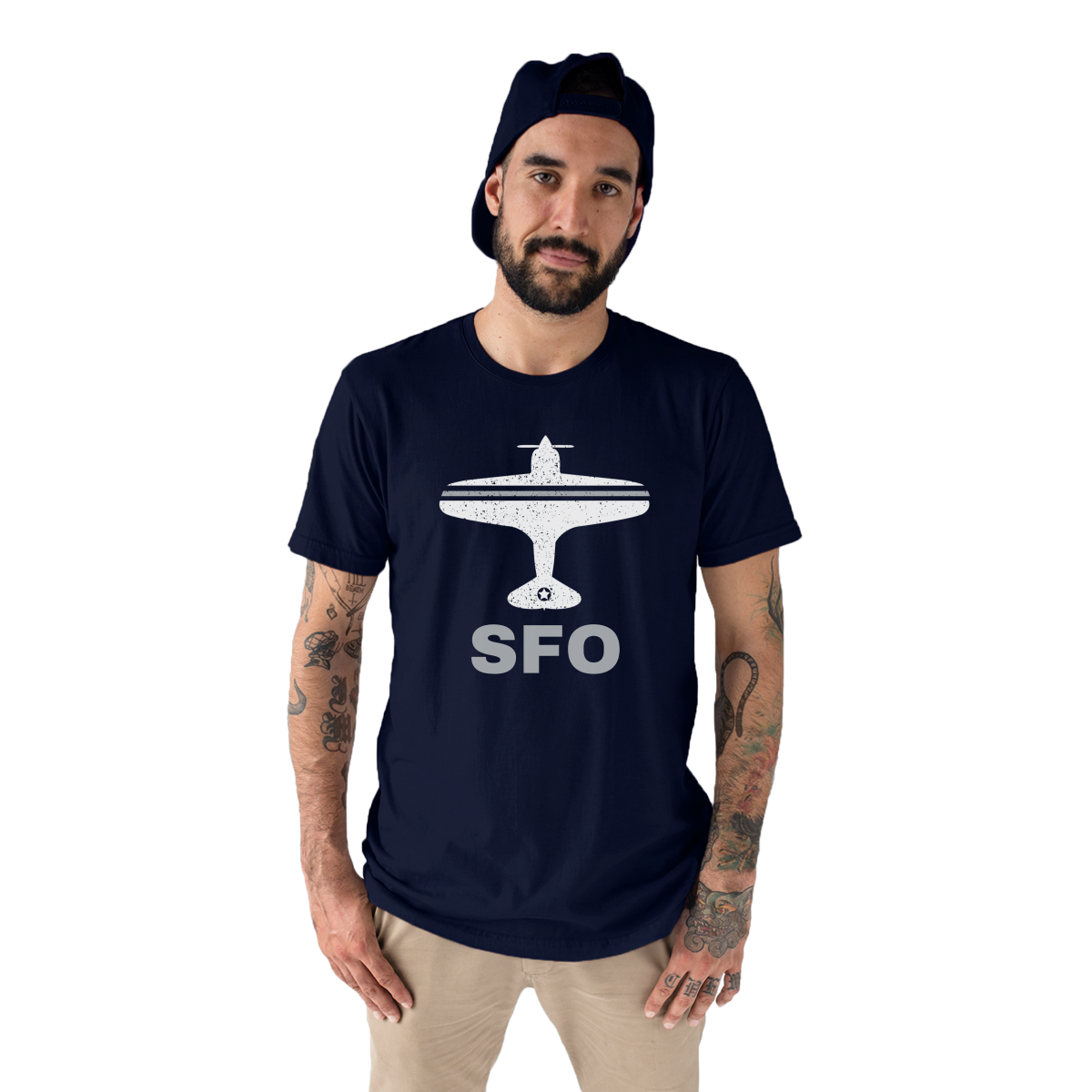 Fly San Francisco SFO Airport Men's T-shirt | Navy
