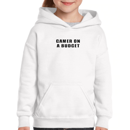 Gamer On A Budget Kids Hoodie | White